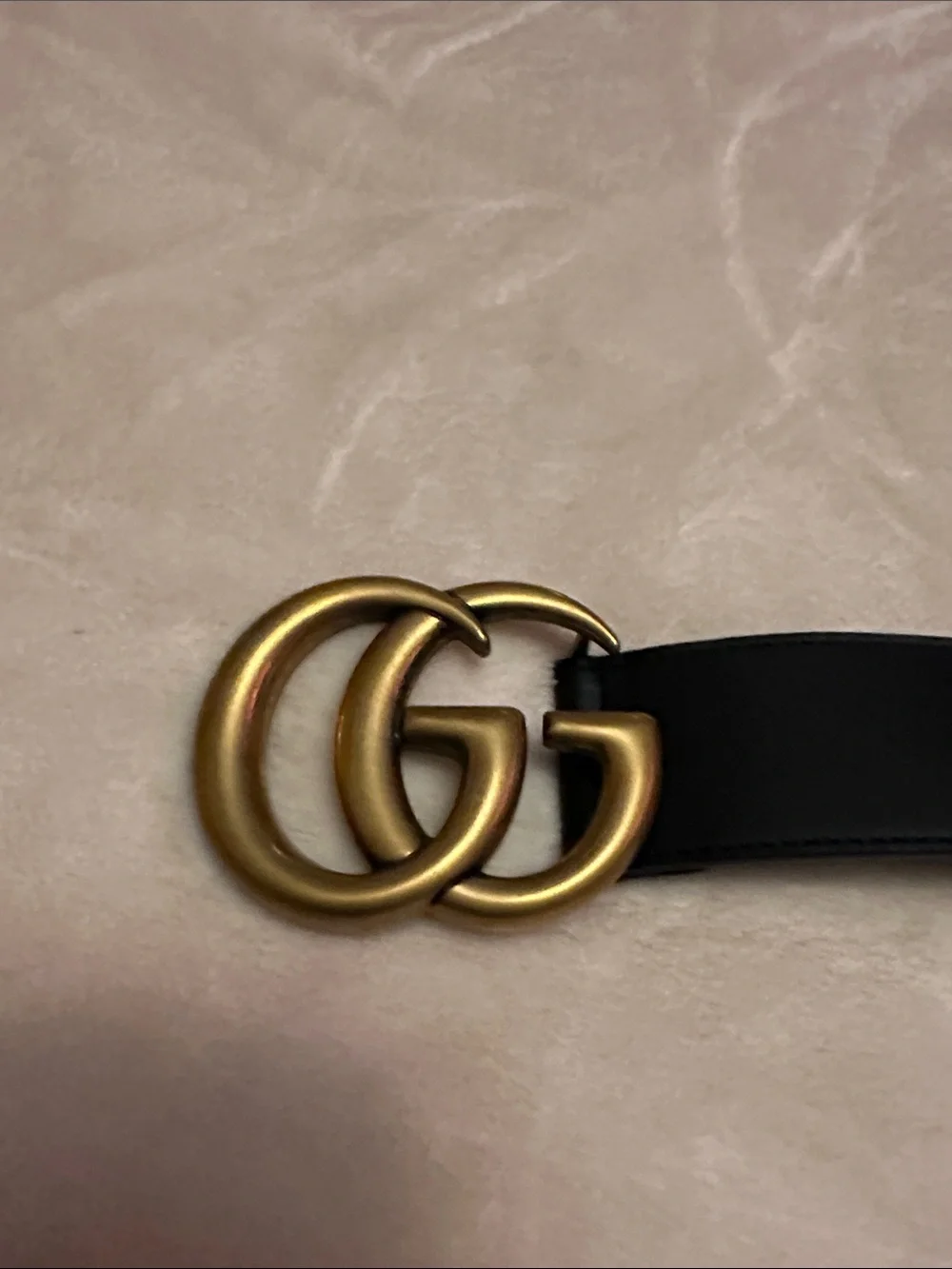 Gucci Black Leather Belt with Antique Gold Double G Buckle,new without tag never